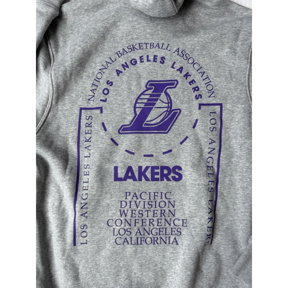Nike NBA Los Angeles Lakers Hoodie Grey Men's Xs Embroidered - Picture 5 of 5